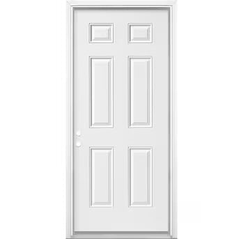 36-in x 80-in Steel Left-Hand Inswing Primed Prehung Front Door with Brickmould Insulating Core
