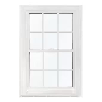 35-1/2-in x 59-1/2-in x 3-1/4-in Jamb White Vinyl Low-e Argon Double Hung Window with Grids, Full Screen Included