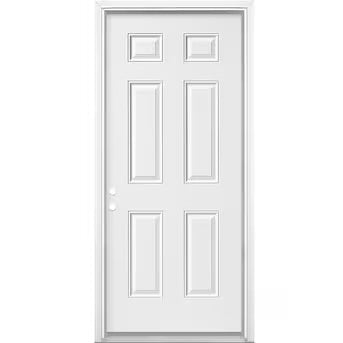 36-in x 80-in Steel Left-Hand Inswing Primed Prehung Front Door with Brickmould Insulating Core